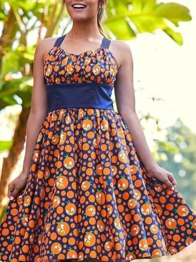 Disney Parks orange Bird Dress Large L Navy